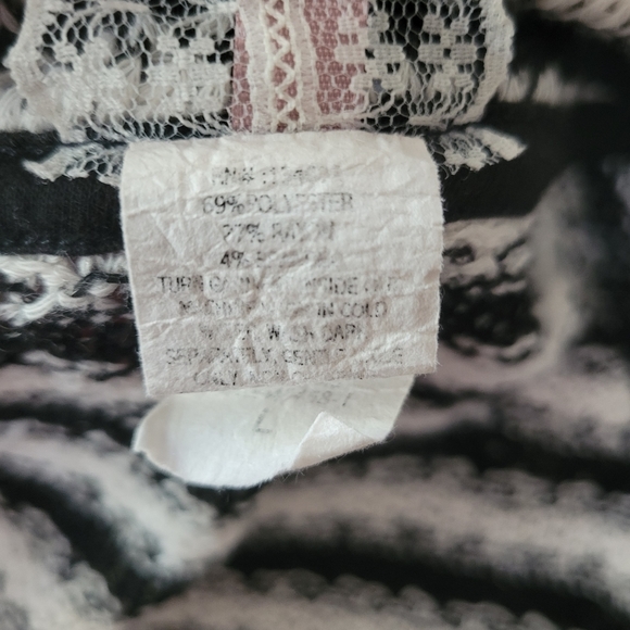 Mauve Knit Wrap Sleevless Top Black/White Stripe Pattern Size Large - Picture 4 of 6